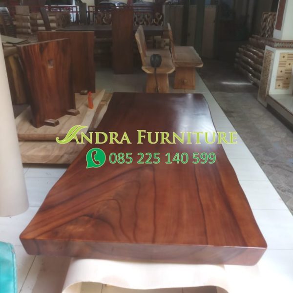 2b334d10-e7f0-4a77-b86c-5db4fefcf1ed Meja Makan Trembesi Tebal Daun 8 CM Ukuran 200x80x80 CM Include Ongkir