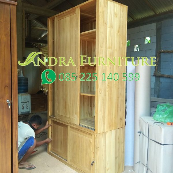 Almari Pakaian Tumpuk Minimalis Jati Size:125x55x234 CM