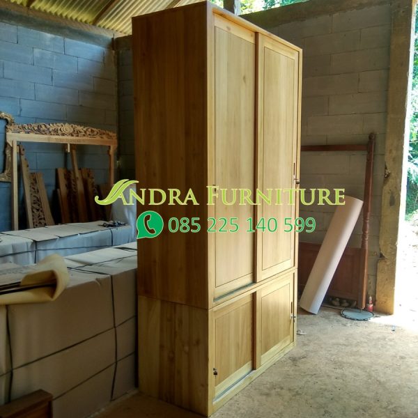 Almari Pakaian Tumpuk Minimalis Jati Size:125x55x234 CM
