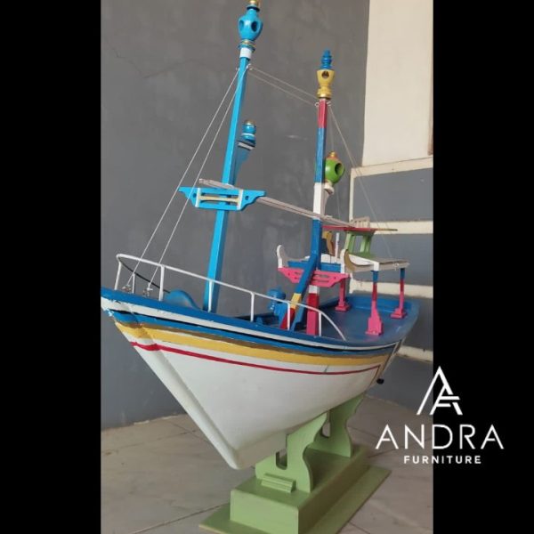 Miniatur Kapal Nelayan Tradisional, Kapal Pajangan Nelayan Kayu Jati