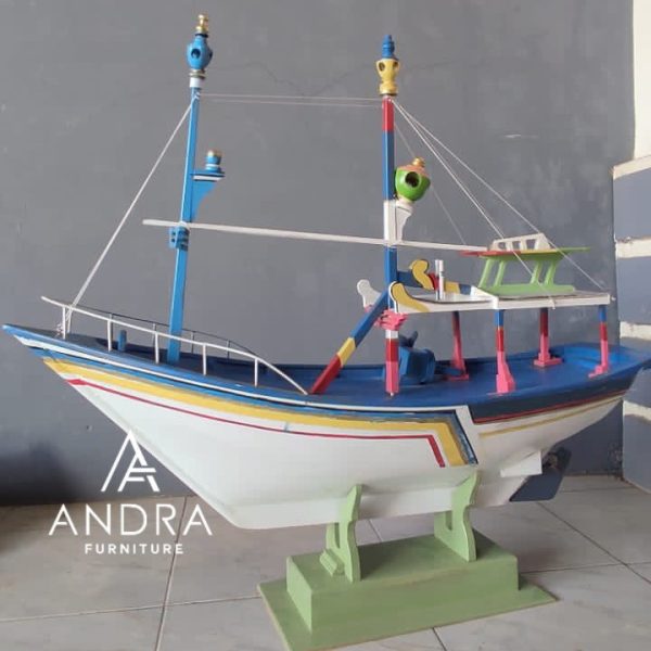 Miniatur Kapal Nelayan Tradisional, Kapal Pajangan Nelayan Kayu Jati