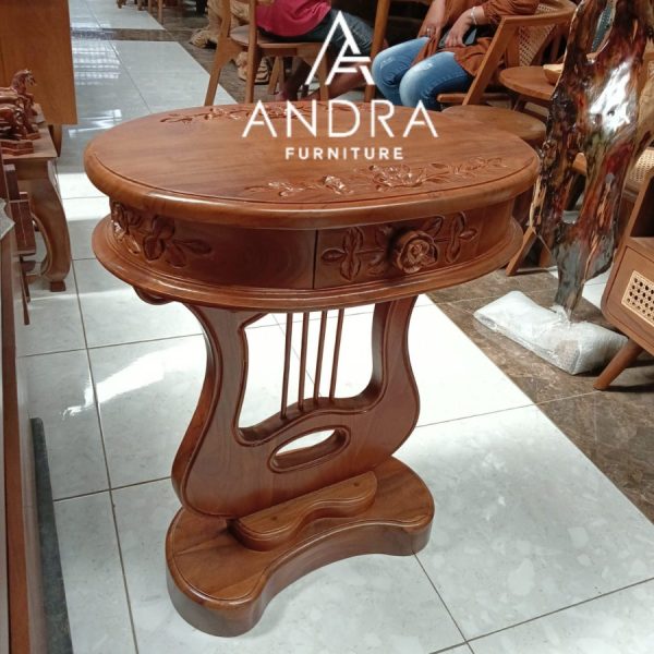 Nakas Biola Unik Bahan Full Kayu Jati Berkualitas, Meja Telpon