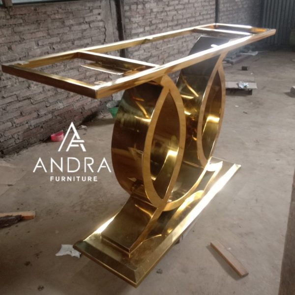 Meja Konsul Stainless Gold Mirror , Rangka Meja Konsul Gold Miror
