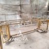 Meja Makan Panjang Jeruji Rangka Stainless Stell.3 Meja Makan Panjang Jeruji Rangka Stainless Stell