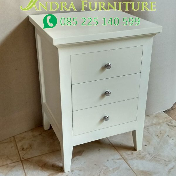 Nakas Kece 3 Laci Minimalis, Meja Kecil White Duco