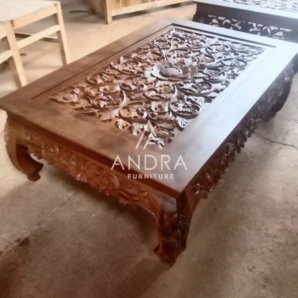 Meja Tamu Klasik Kayu Jati Andra Furniture Ukiran Nutup