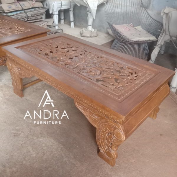 Meja Tamu Klasik Kayu Jati Andra Furniture Ukiran Nutup