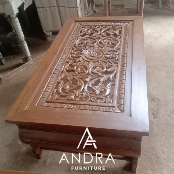 Meja Tamu Klasik Kayu Jati Andra Furniture Ukiran Nutup