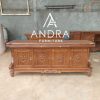Credenza Ukir, Buffet Jati Tangan Lengkung Full Ukir 4 Pintu 2 Laci