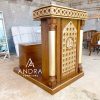 Podium Masjid, Mimbar Masjid Minimalis Ukir Plus Bangku Kayu Jati New