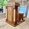 Podium Masjid, Mimbar Masjid Minimalis Ukir Plus Bangku Kayu Jati New