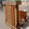 Podium Masjid, Mimbar Masjid Minimalis Ukir Plus Bangku Kayu Jati New