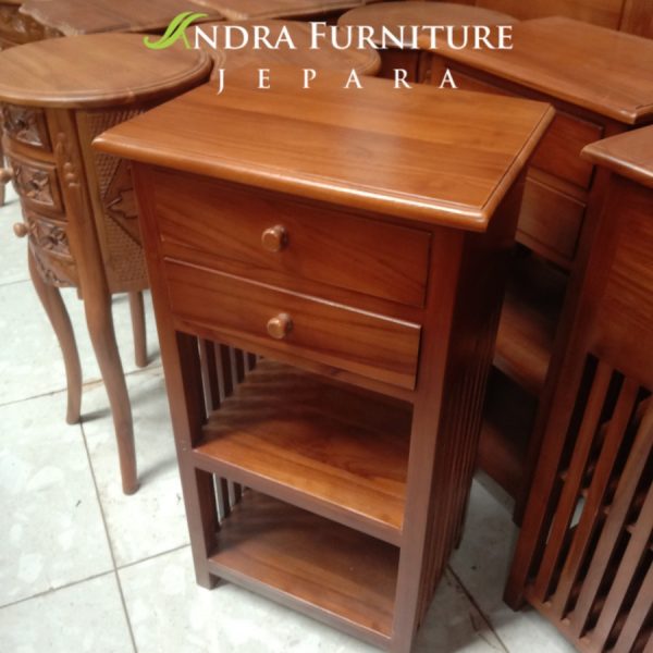 865f8283-e00f-4c88-90e3-9bb683b18fb5 Nakas 2 Laci Penyimpanan Jati, Nakas Minimalis , Bed Side Laci Jati