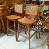 Kursi Bar Bahan Full Kayu Jati Sandaran Rotan Berkualitas