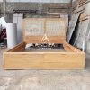 Dipan Rotan Minimalis, Divan Headboard Rotan 2 Laci Papan Nutup Bahan Kayu Jati