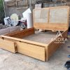 Dipan Rotan Minimalis, Divan Headboard Rotan 2 Laci Papan Nutup Bahan Kayu Jati