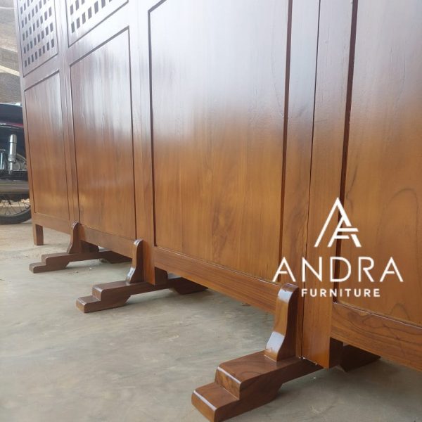 sketsel minimalis maroko 4 plong kayu jati, partisi jati, penyekat ruangan