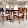 set kursi meja makan rangka jati top meja marmer furniture minimalis