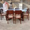 set kursi meja makan rangka jati top meja marmer furniture minimalis