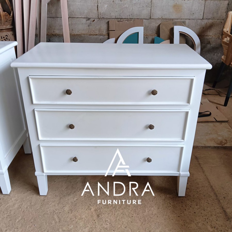 meja besar nakas 3 laci, bedside klasik 3 laci modern, meja samping