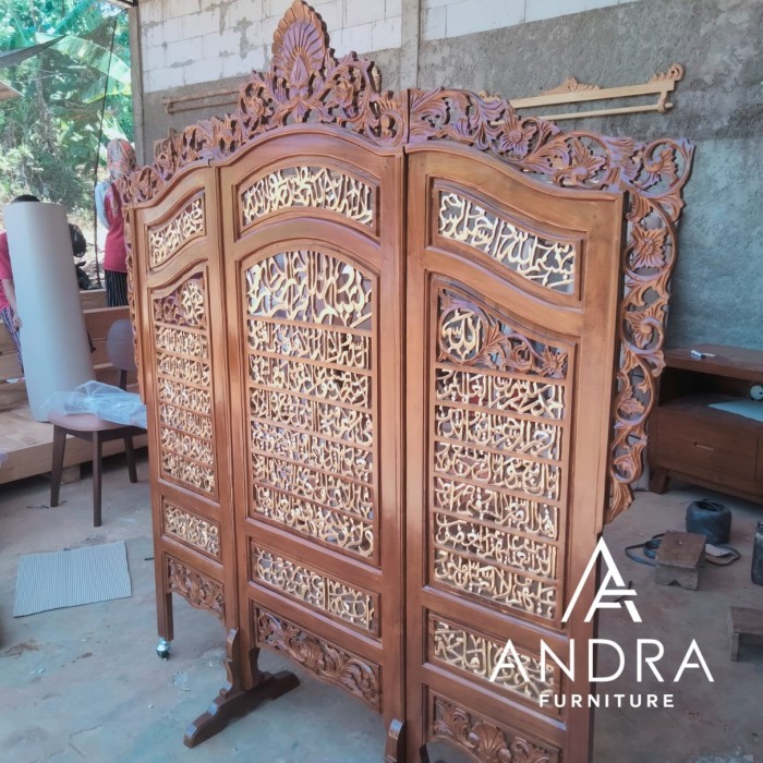 sketsel kayu jati ukir ayat kursi, alfatihah, alqadr sketsel arab