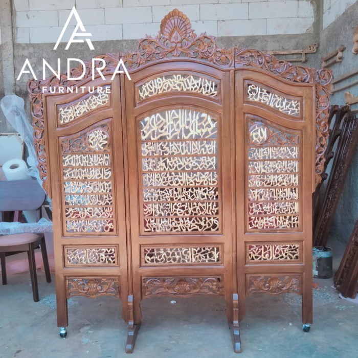 sketsel kayu jati ukir ayat kursi, alfatihah, alqadr sketsel arab