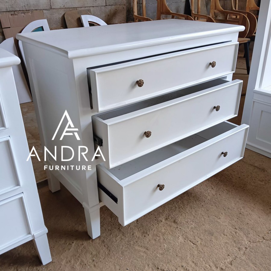 meja besar nakas 3 laci, bedside klasik 3 laci modern, meja samping