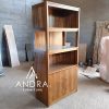 almari buku minimalis, lemari pajangan bahan kayu jati pilihan