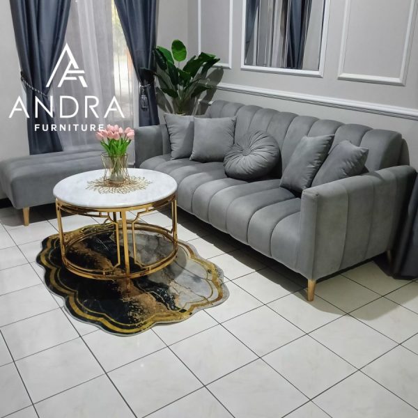 set sofa minimalis modern plus meja stainless include marmer carara