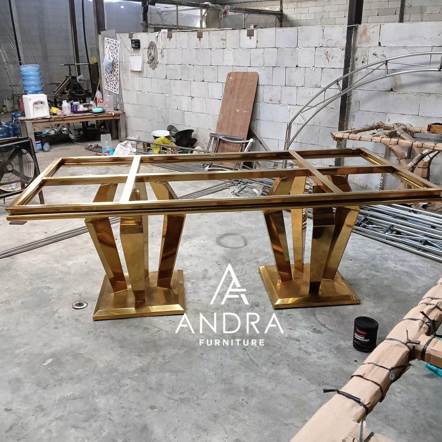 rangka kaki meja makan stainless gold stainless minimalis best quality