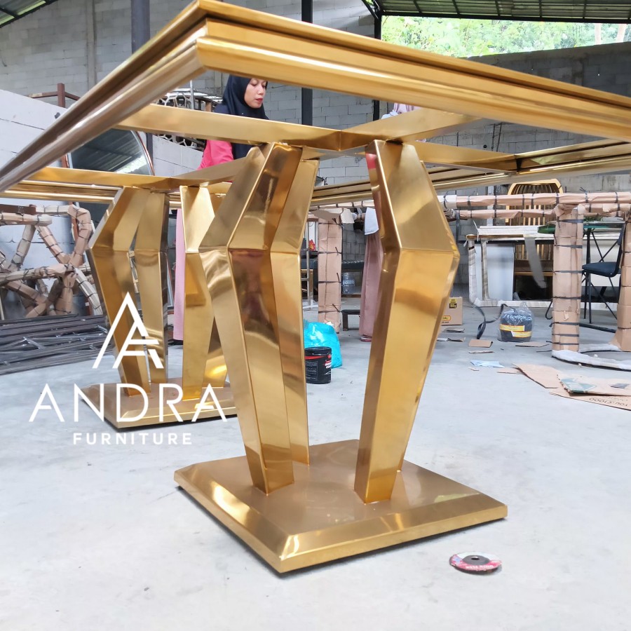 rangka kaki meja makan stainless gold stainless minimalis best quality