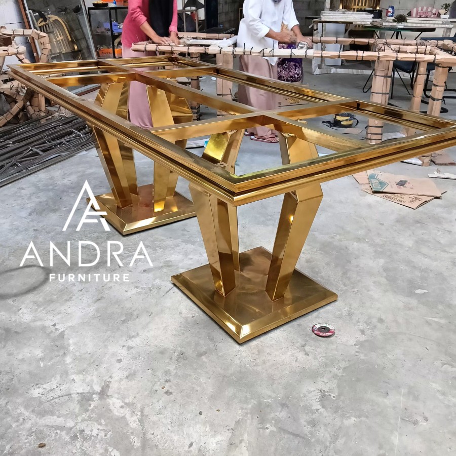 rangka kaki meja makan stainless gold stainless minimalis best quality