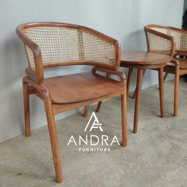 set kursi teras rotan kayu jati 2 kursi 1 meja jati minimalis unik