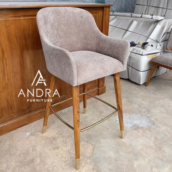 kursi bar minimalis modern, bar chair, kursi rangka jati ujung gold