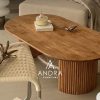 coffee table oval untuk sofa minimalis, meja tamu sofa kayu jati