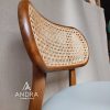 kursi makan kafe, kursi meja makan resto sandaran rotan kayu jati