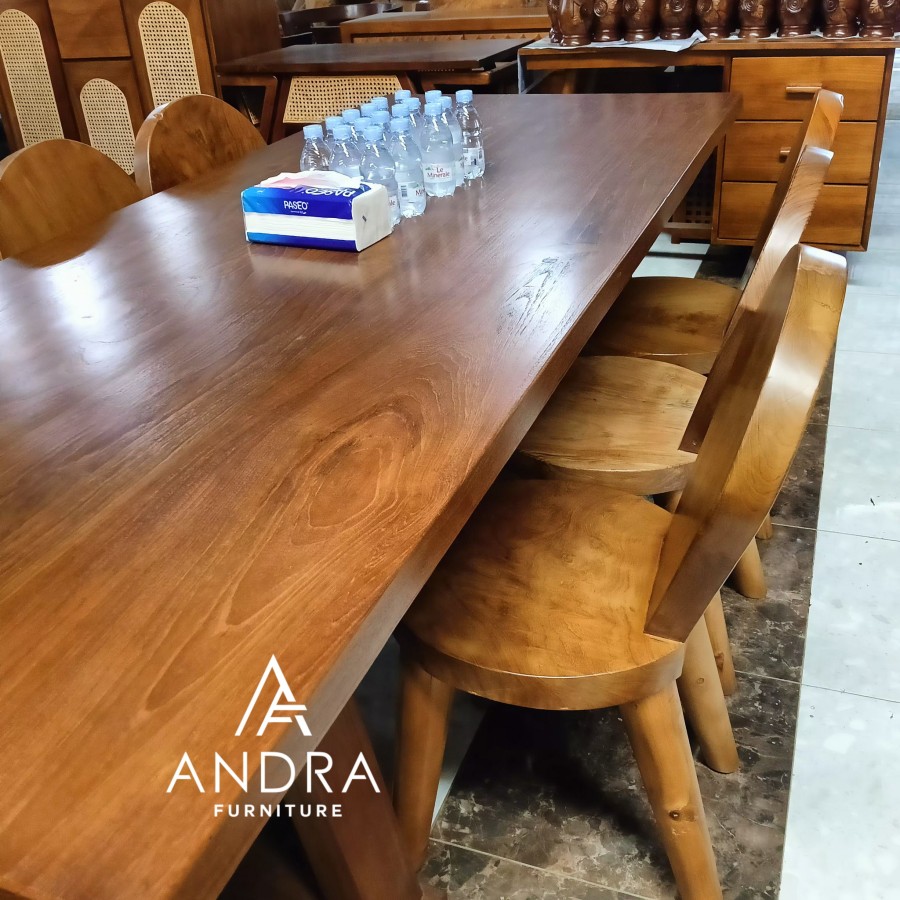 set 6 kursi meja makan kayu jati tebal dan panjang berkualitas