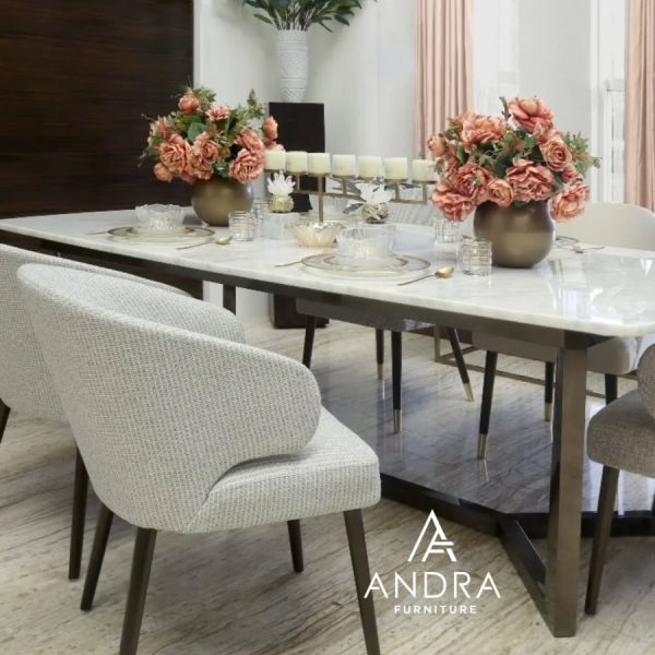 set 6 kursi meja makan modern elegant berkualitas meja kaki stainless