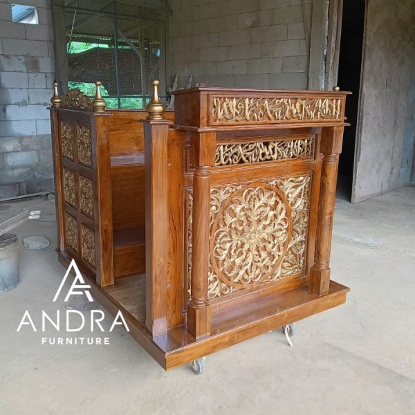mimbar masjid kayu jati elegan dan kokoh