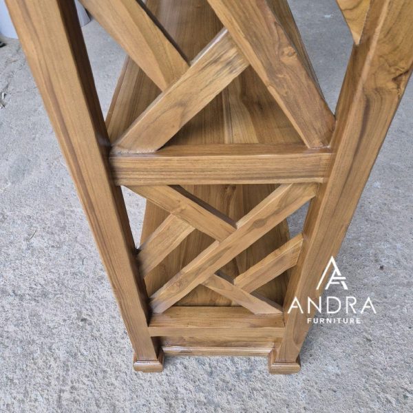 rak buku minimalis kayu jati 3 laci, rak buku perpustakaan kayu jati Lemari