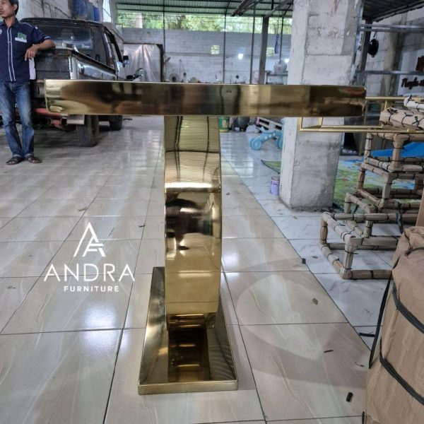 console table stainless mewah, meja konsul stainless unik