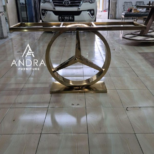 console table stainless mewah, meja konsul stainless unik