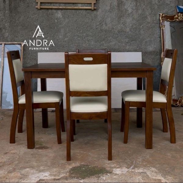 set meja makan minimalis mldern 4 kursi kayu jati, meja makan viral Furniture Chairs