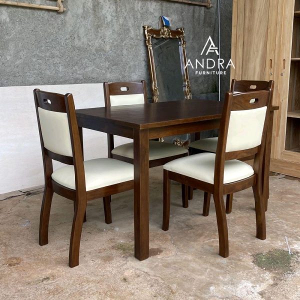 set meja makan minimalis mldern 4 kursi kayu jati, meja makan viral Furniture Chairs