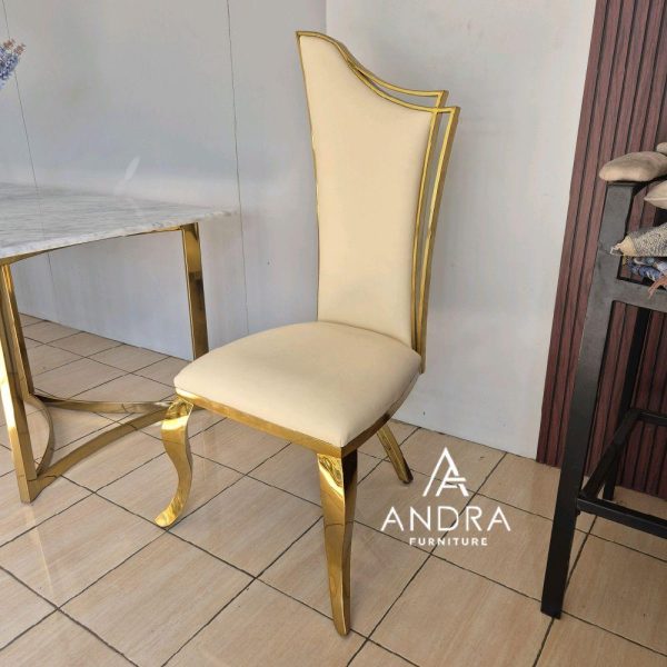 kursi makan rangka stainless steel gold minimalis modern kain jok bisa pilih bisa custom