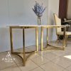 meja makan stainless marmer carara warna gold minimalis bisa custom Furniture