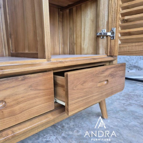 almari jati 2 pintu jalusi krepyak gantungan ambalan plus 2 laci luar bahan kayu jati