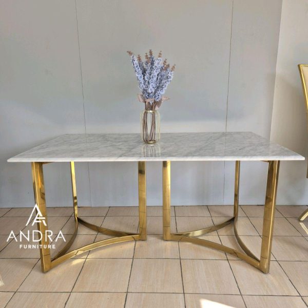 meja makan stainless marmer carara warna gold minimalis bisa custom Furniture