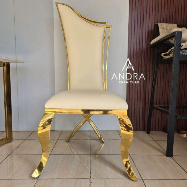 kursi makan rangka stainless steel gold minimalis modern kain jok bisa pilih bisa custom