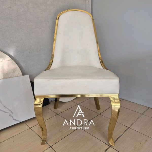 kursi makan rangka stainless gold minimalis modern kain jok bisa pilih Chairs